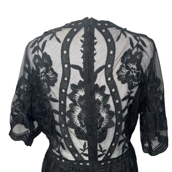 Like new The Impeccable Pig Black Deep V Lace Romper or Mini Dress Size … - Picture 3 of 9